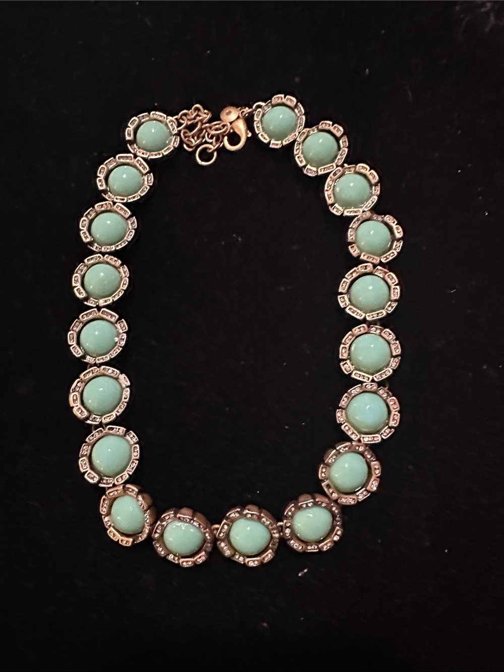 Vintage J Crew Gold-Tone Bracelet with Mint Green Cabochons - Picture 1 of 1